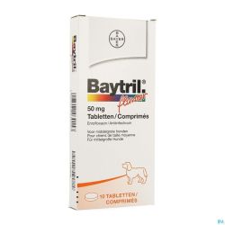 Baytril Flavour Chien/chat Tabl 10 X 50mg