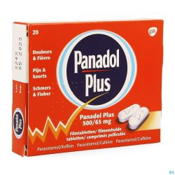 Panadol Plus 500mg/65mg Comp Pell 20 New