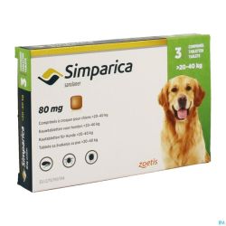 Simparica 80mg Chien 20-40kg Comp Croq 3