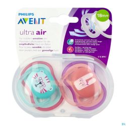 Philips Avent Sucette +18m Air Girl Tigre Lapin