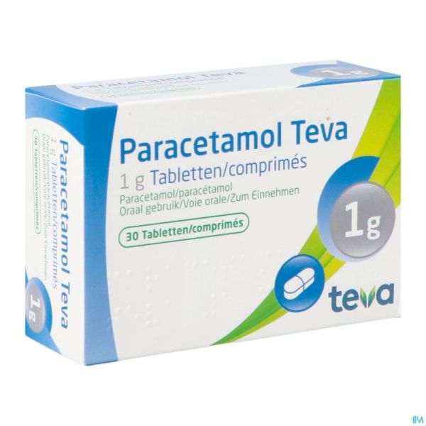 Paracetamol Teva 1g Comp 30 X 1g Blister