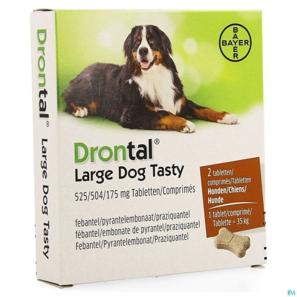 Drontal Large Dog Tasty 525/504/175mg Comp 1x2