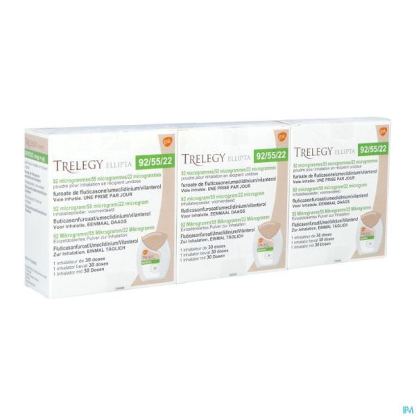 Trelegy Ellipta 92mcg/55mcg/22mcg Pdr Inhal 90dose