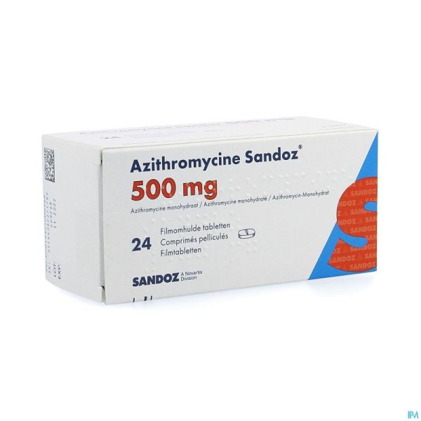 Azithromycine 500mg Sandoz Comp Pell 24x500 mg