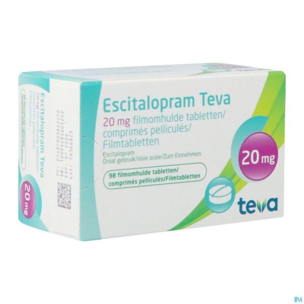 Escitalopram 20mg Teva Comp Pell 98 X 20mg