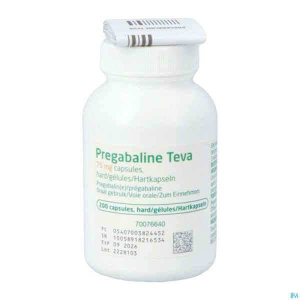Pregabaline Teva 75mg Caps Dur 200 X 75mg