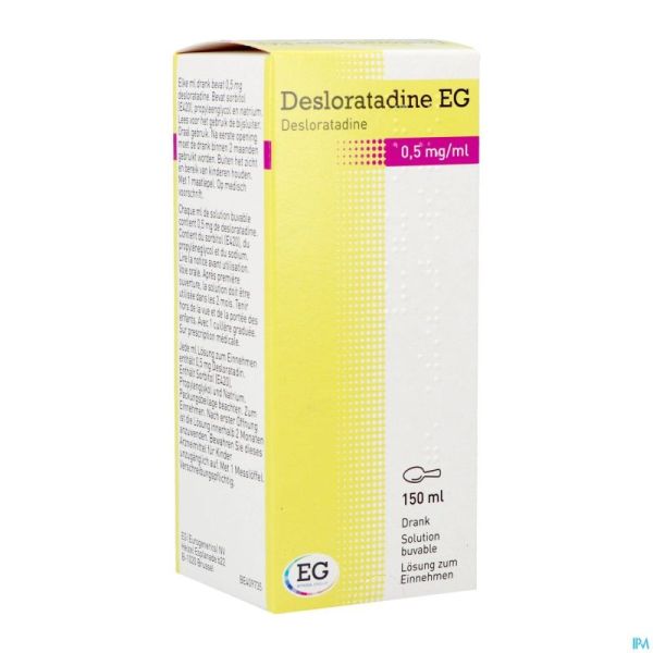 Desloratadine EG 0,5 Mg/Ml Sol Buvable Fl 150 Ml