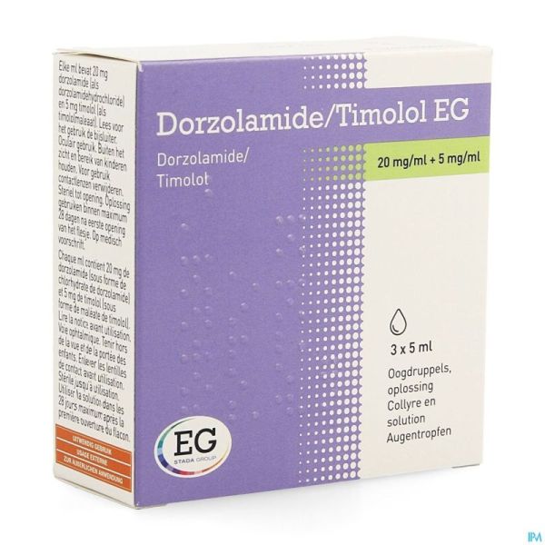 Dorzolamide/Timolol EG 20Mg/5Mg Collyre 3X5Ml