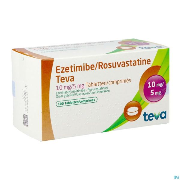 Ezetimibe Rosuvastatine Teva 10mg/ 5mg Comp 100