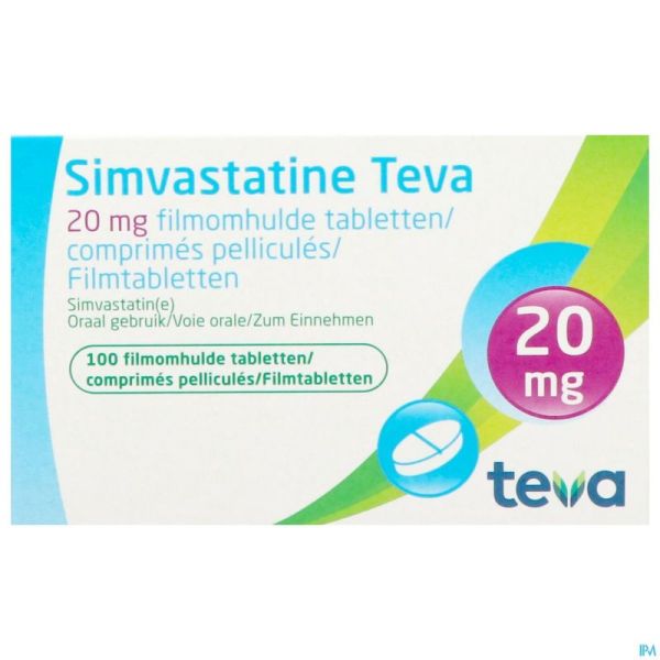 Simvastatine 20mg Teva Comp Enrob 100 X 20mg