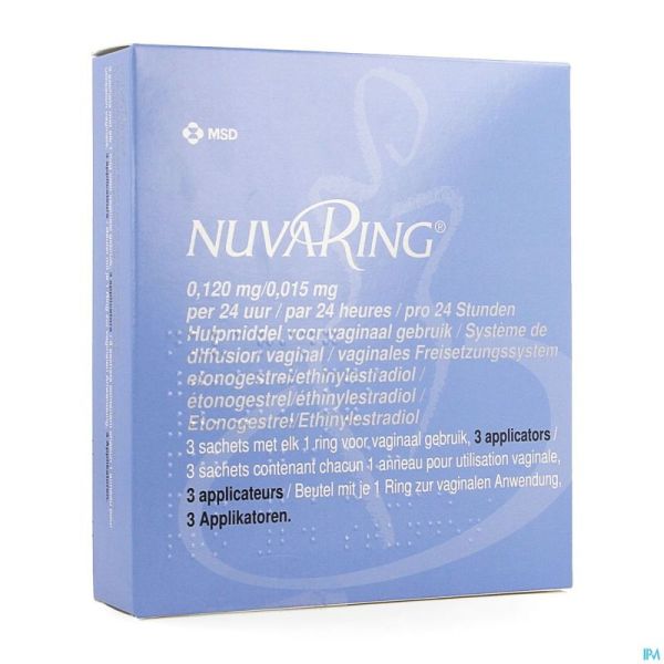 Nuvaring 0,120mg/0,015mg 24h Anneau Vag. 3+1 Apll.