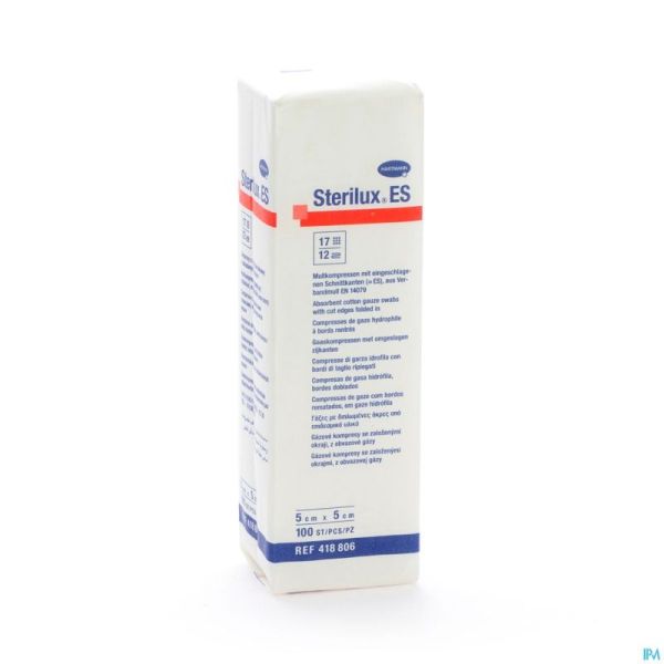 Sterilux Es 5x5cm 12pl.nst. 100 P/s