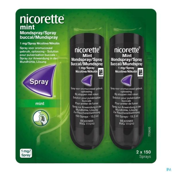 Nicorette Mint 1mg Spray Bucc.s/sucre Sprays 2x150