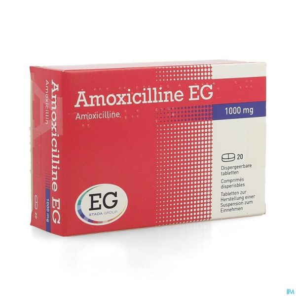 Amoxicilline EG 1000Mg Comp Disp. 20X1000Mg