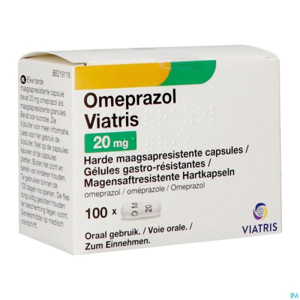 Omeprazol Viatris 20mg Caps 100