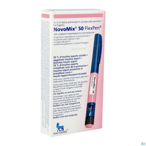 Novomix 50 Flexpen Susp Inj Stylo Prerempli 5