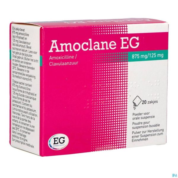 Amoclane EG 875Mg/125Mg Susp.Buvable Sach 20